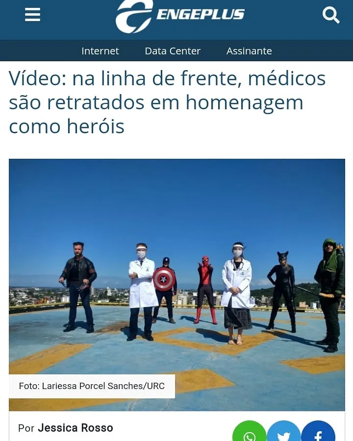 Matéria do portal de notícias Engeplus sobre a homenagem aos médicos